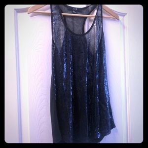 Black/blue sheer tank